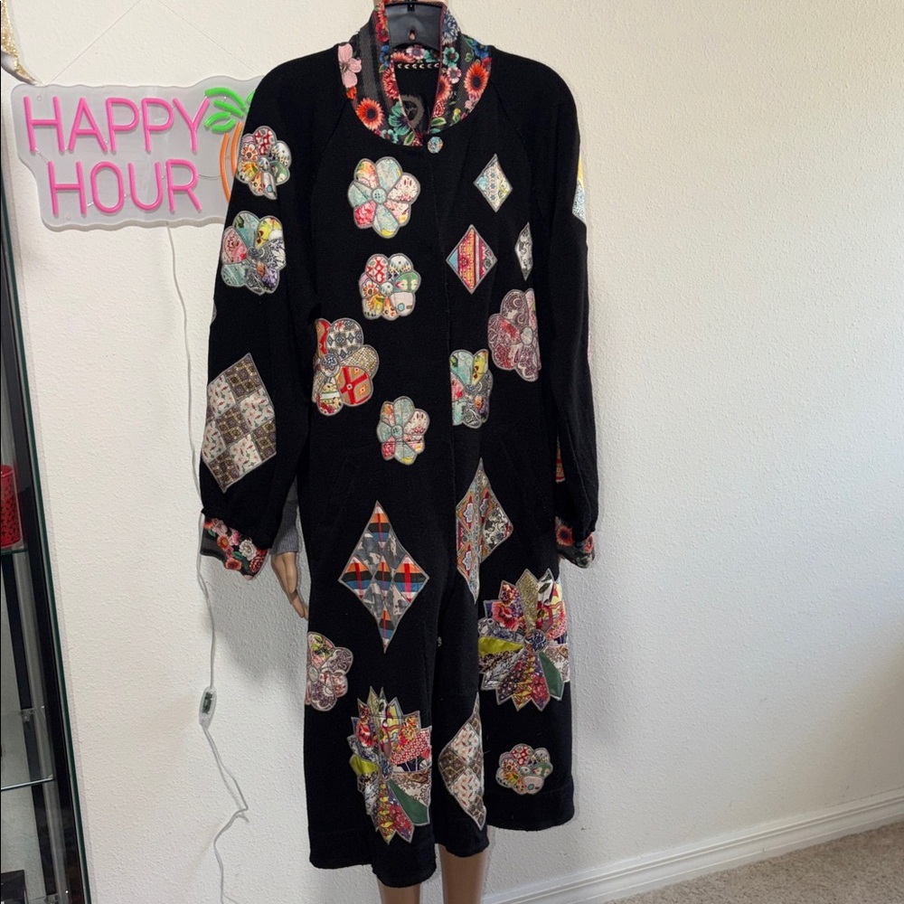 Johnny Was Floral Patchwork Black Jacket - image 1